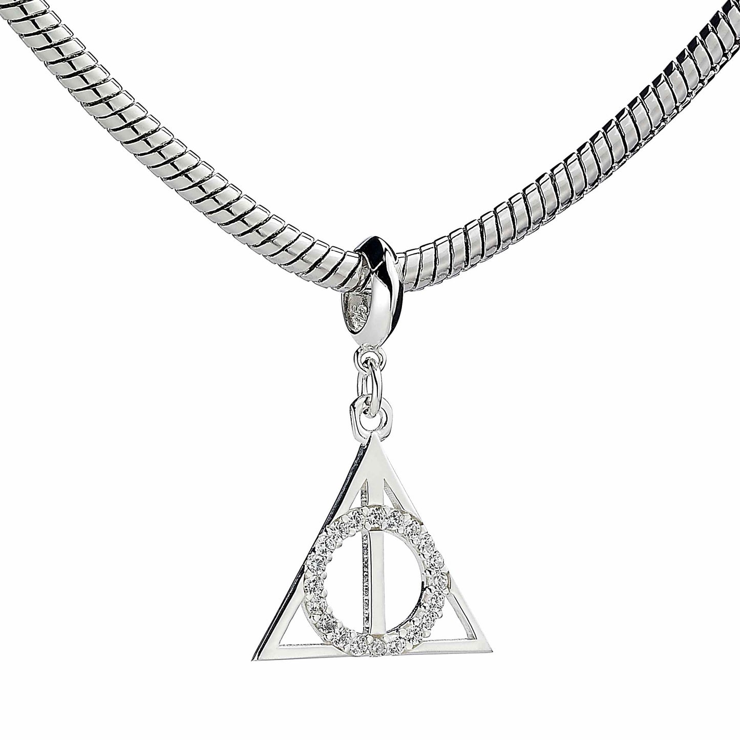 Harry Potter Deathly Hallows Slider Charm Embellished with Crystals - Sterling Silver