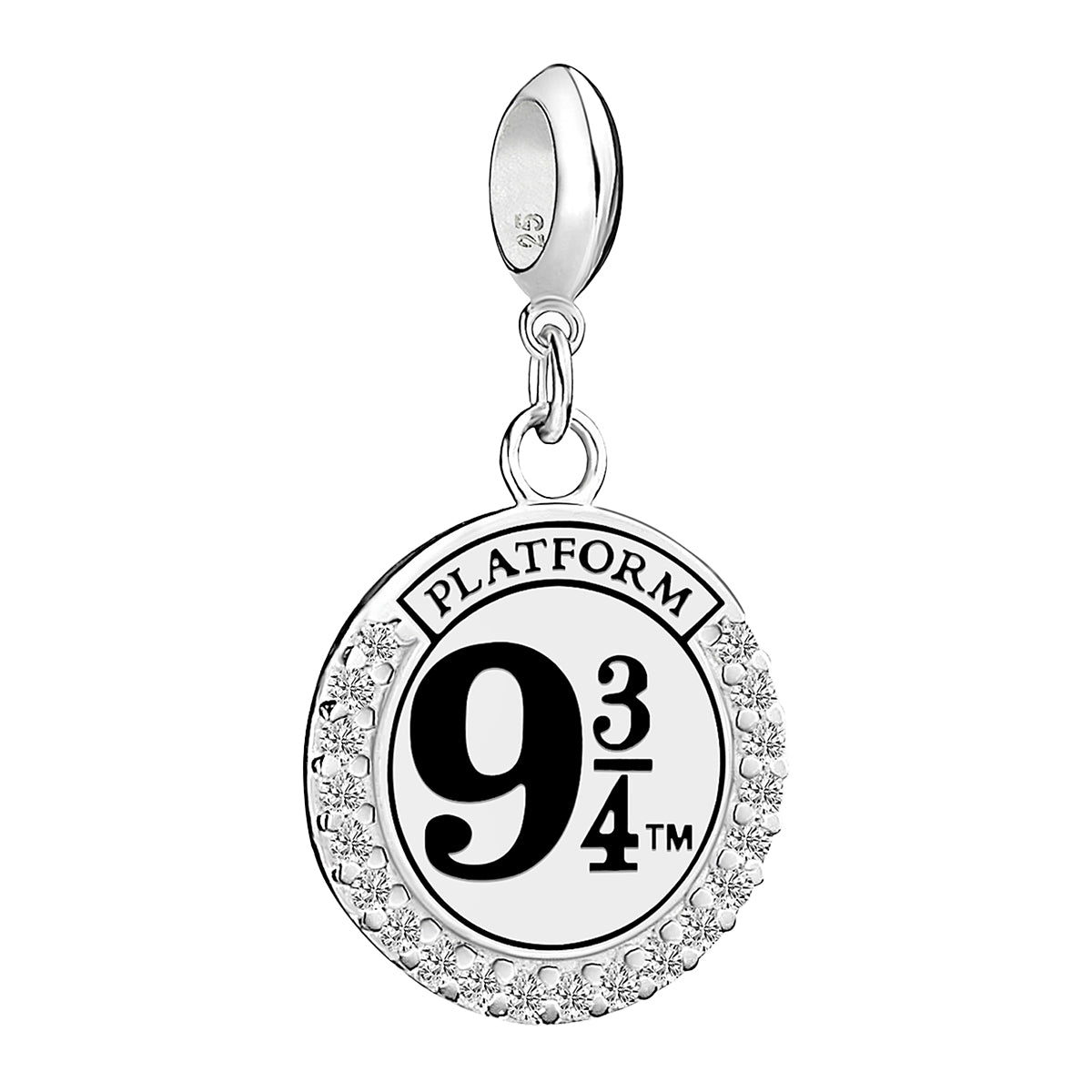 Harry Potter Platform 9 3/4 Slider Charm Embellished with Crystals - Sterling Silver