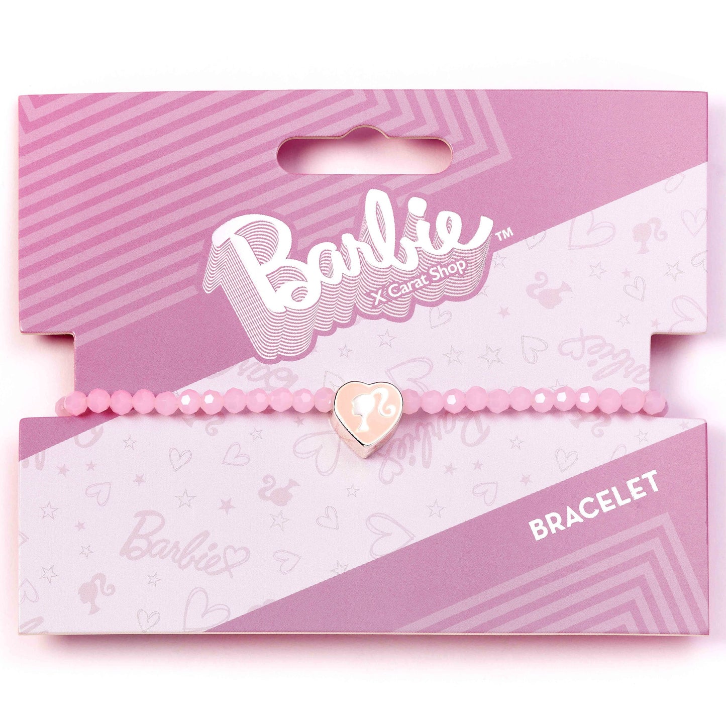 Barbie™️ Pink Bead Friendship Bracelet with Heart Shaped Bead
