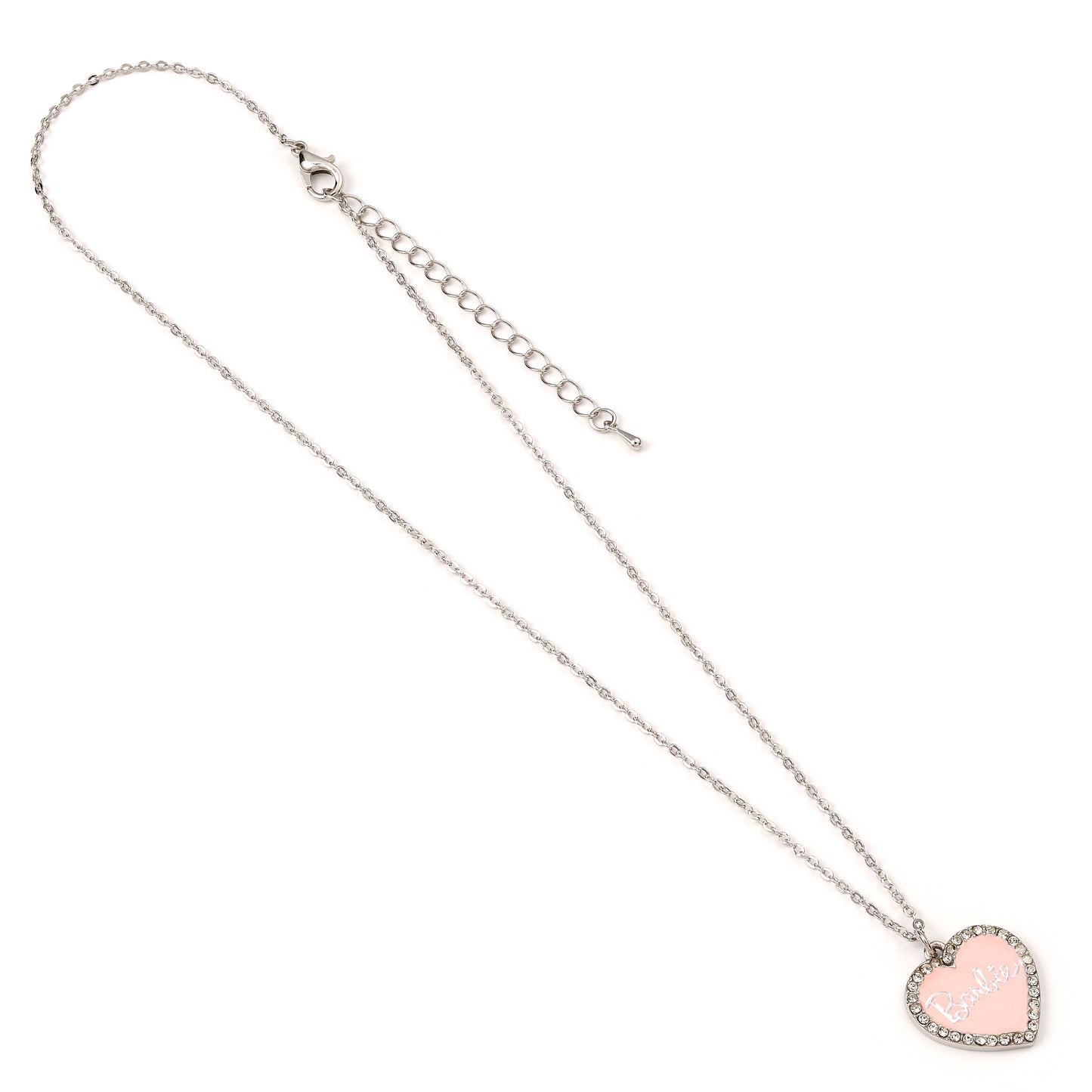 Barbie™️ Pink Enamel Heart Pendant Necklace with Crystals