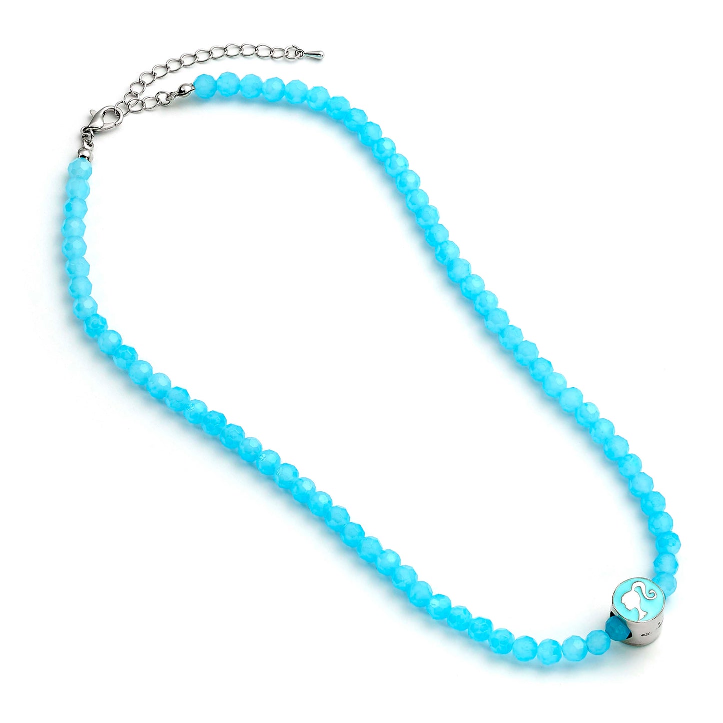 Barbie™️ Blue Bead Necklace with Barbie Silhouette Charm