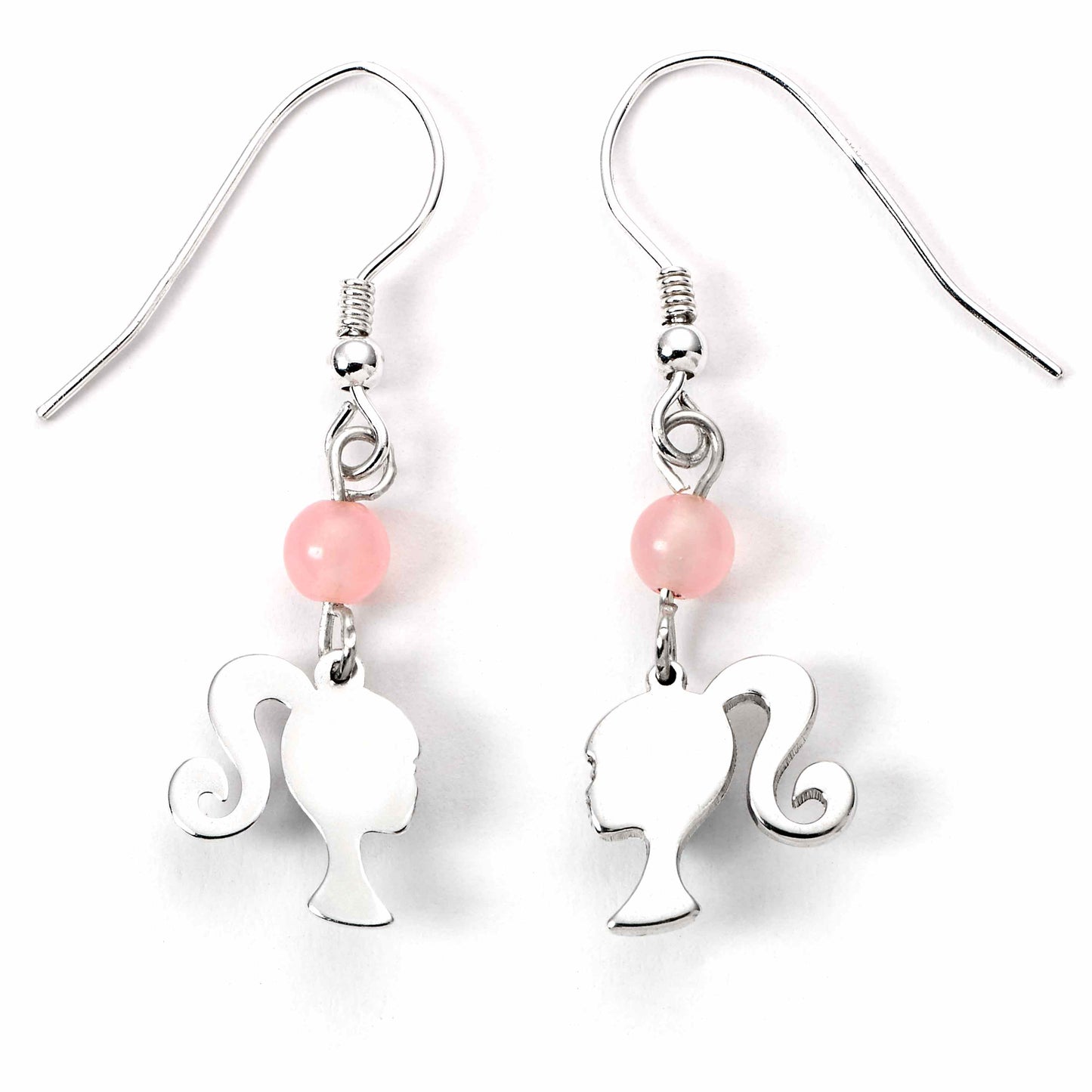 Barbie™️ Sterling Silver Silhouette & Rose Quartz Drop Earrings