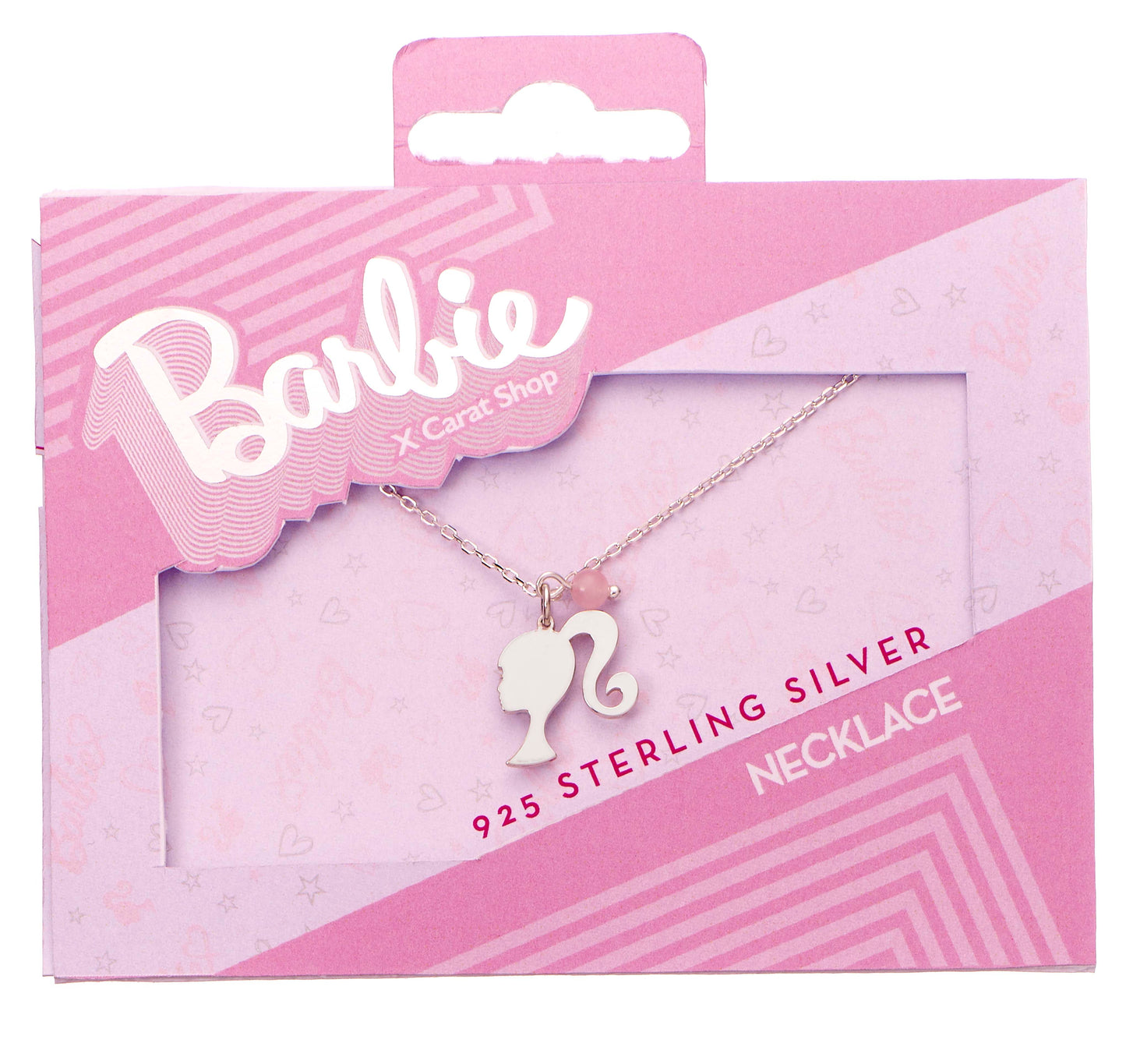 Barbie™️ Sterling Silver Silhouette & Quartz Bead Charm Necklace