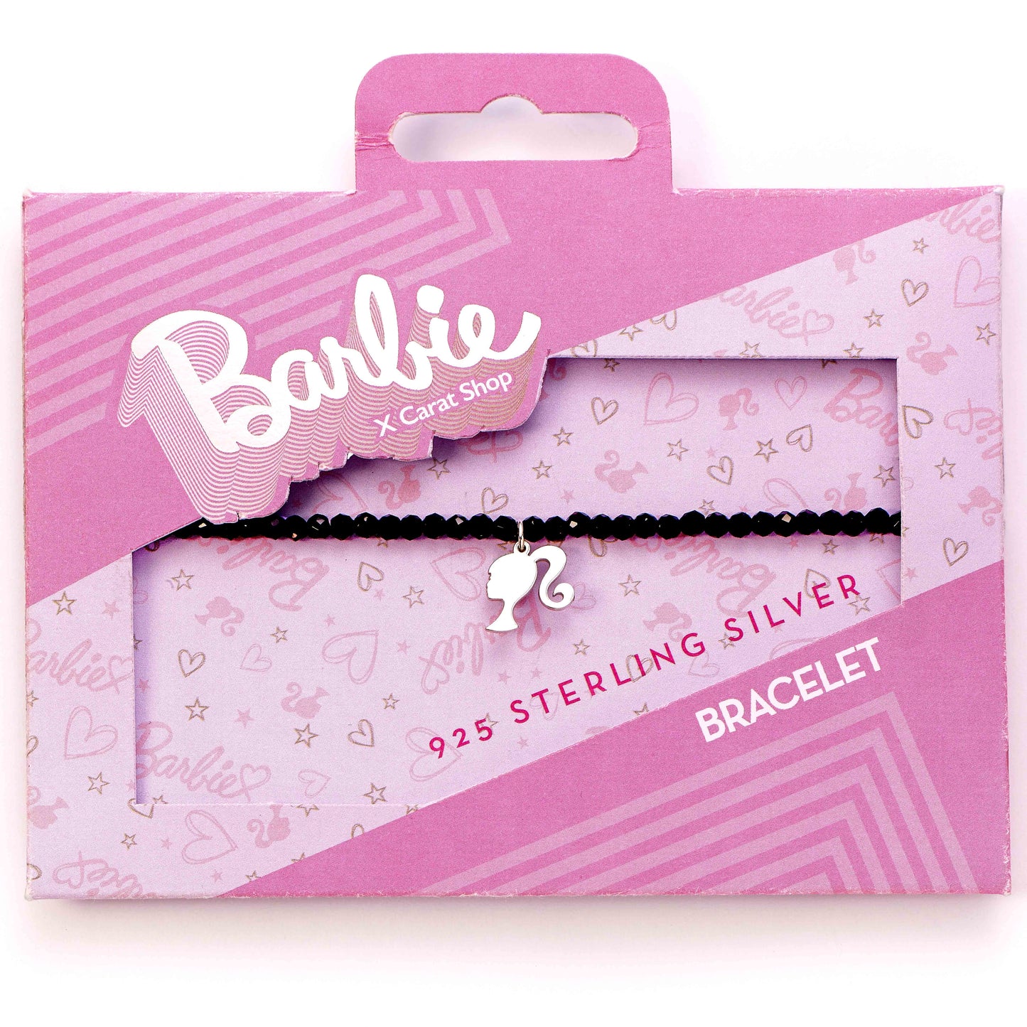 Barbie™️ Sterling Silver & Black Crystal Charm Bracelet