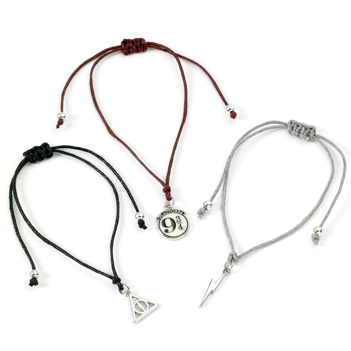 Harry Potter Platform 9 3/4, Lightning Bolt & Deathly Hallows Friendship Bracelet Set