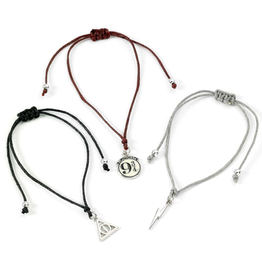 Harry Potter Platform 9 3/4, Lightning Bolt & Deathly Hallows Friendship Bracelet Set