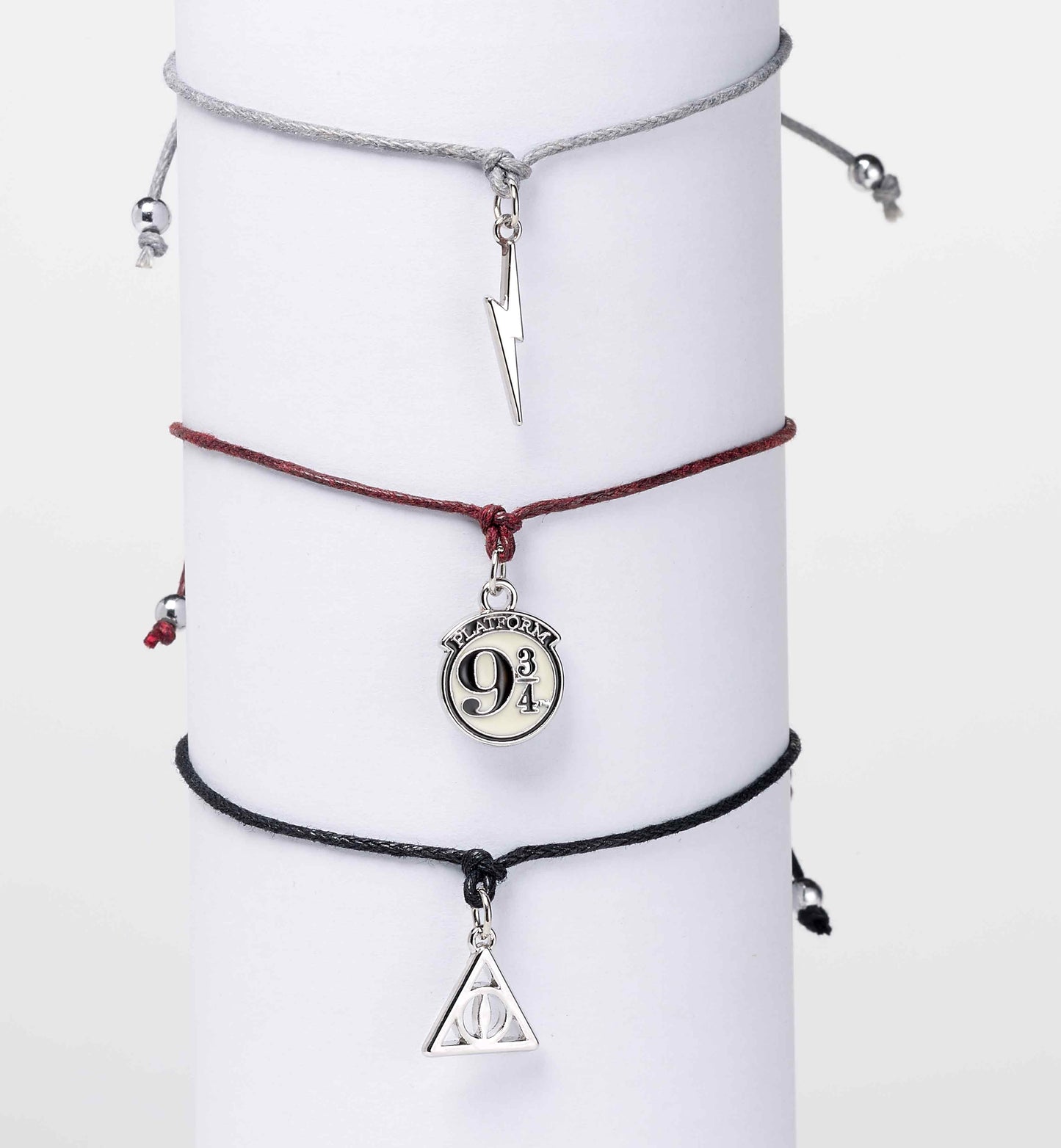 Harry Potter Platform 9 3/4, Lightning Bolt & Deathly Hallows Friendship Bracelet Set
