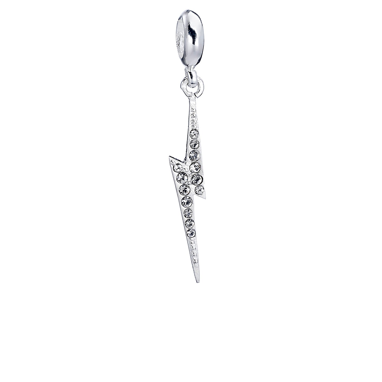 Harry Potter Sterling Silver Lightning Bolt Slider Charm with Crystals