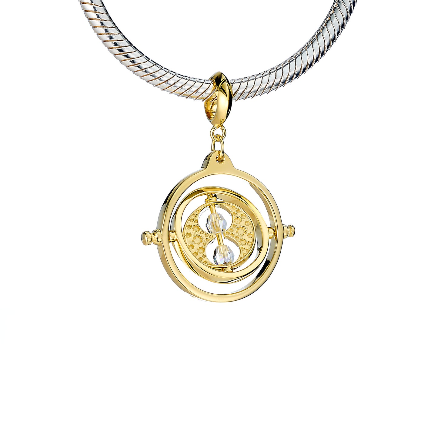Harry Potter Time Turner Slider Charm Embellished with Crystals - Gold Plated Sterling Silver