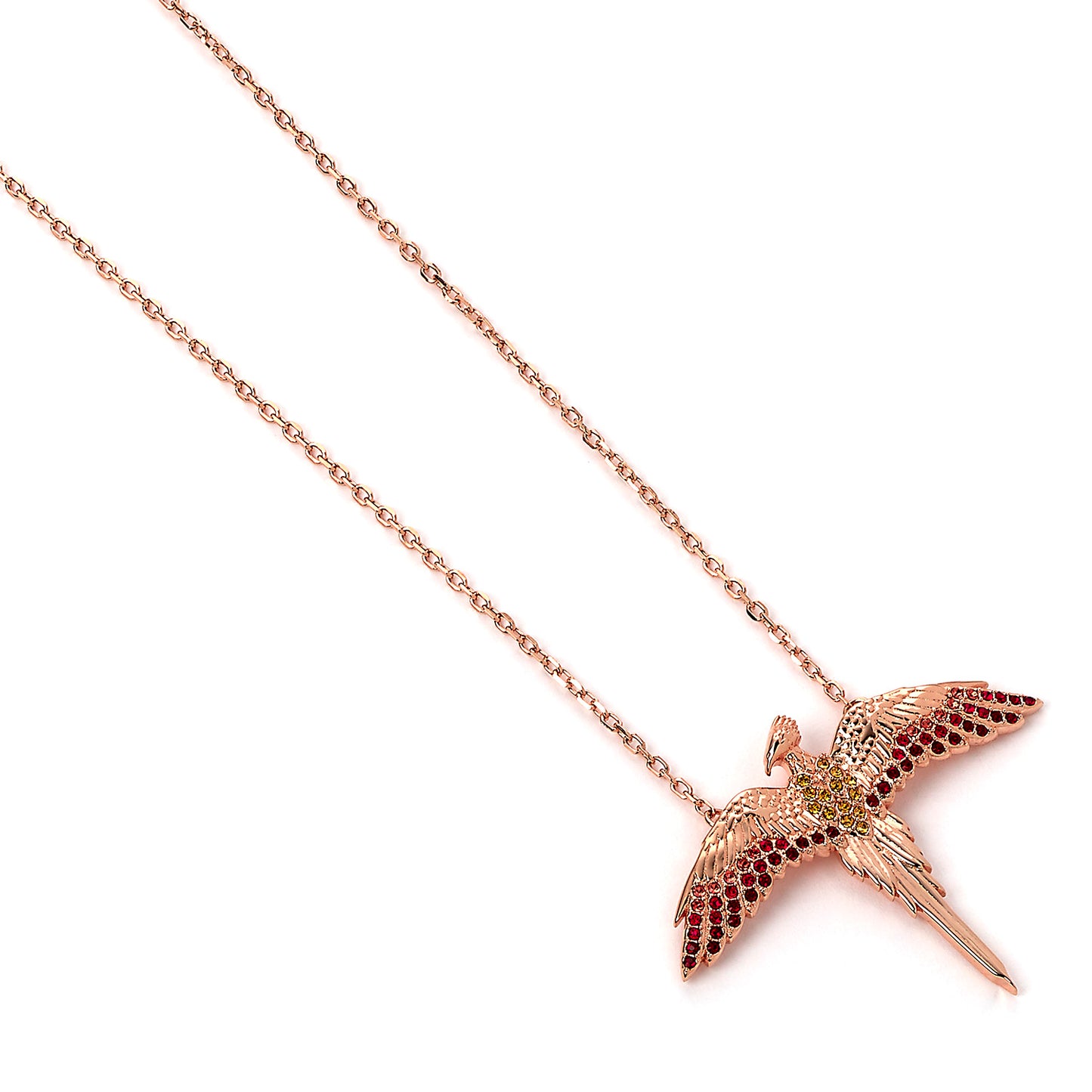 Harry Potter Fawkes Necklace Embellished with Crystals - Rose Gold Plated Sterling Silver