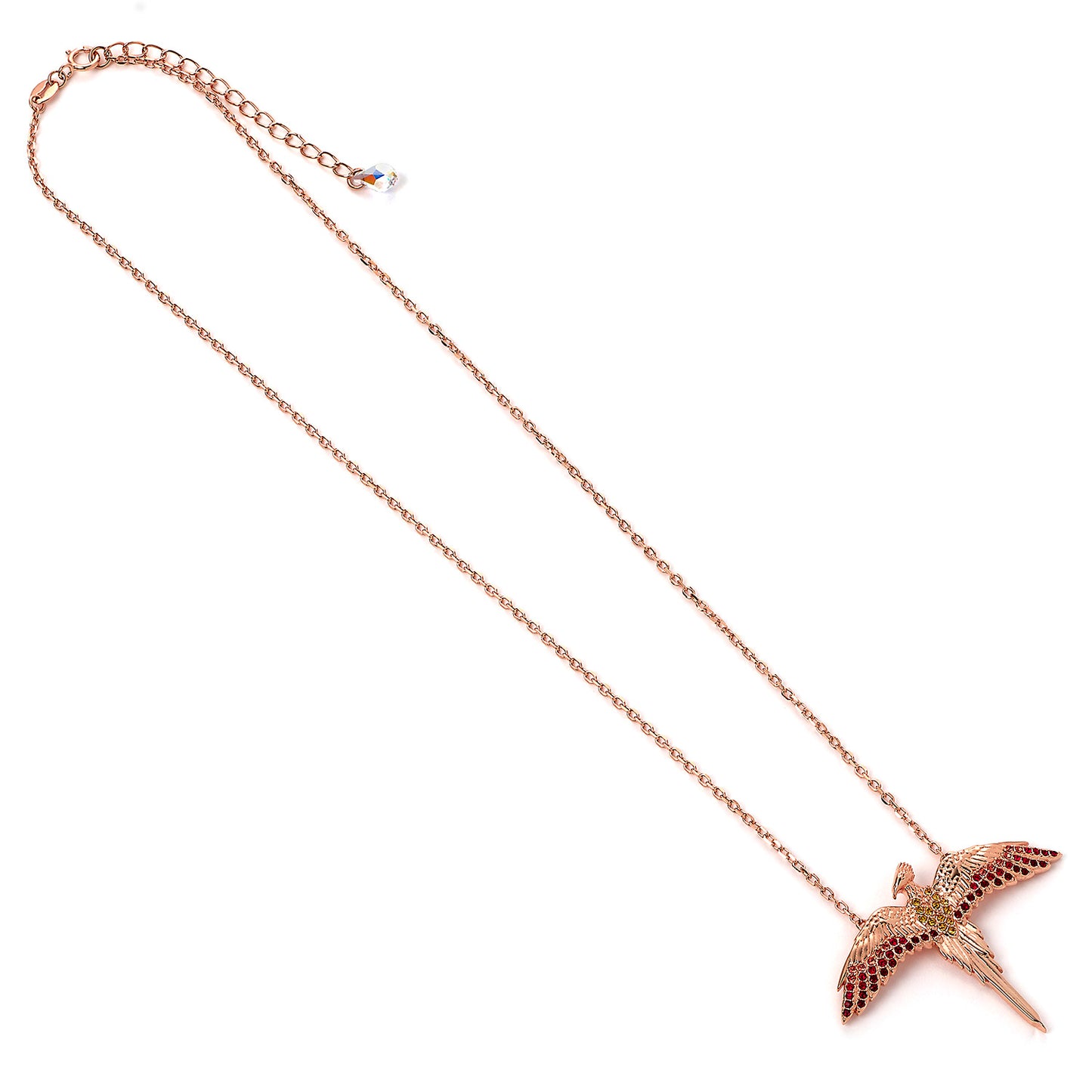 Harry Potter Fawkes Necklace Embellished with Crystals - Rose Gold Plated Sterling Silver