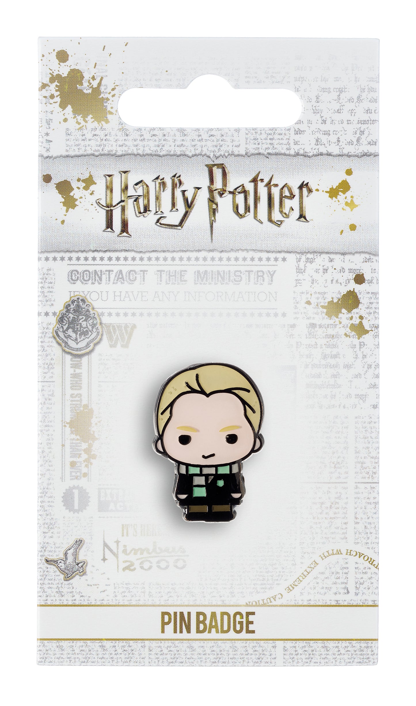 Harry Potter Draco Malfoy Chibi Style Pin Badge - Black