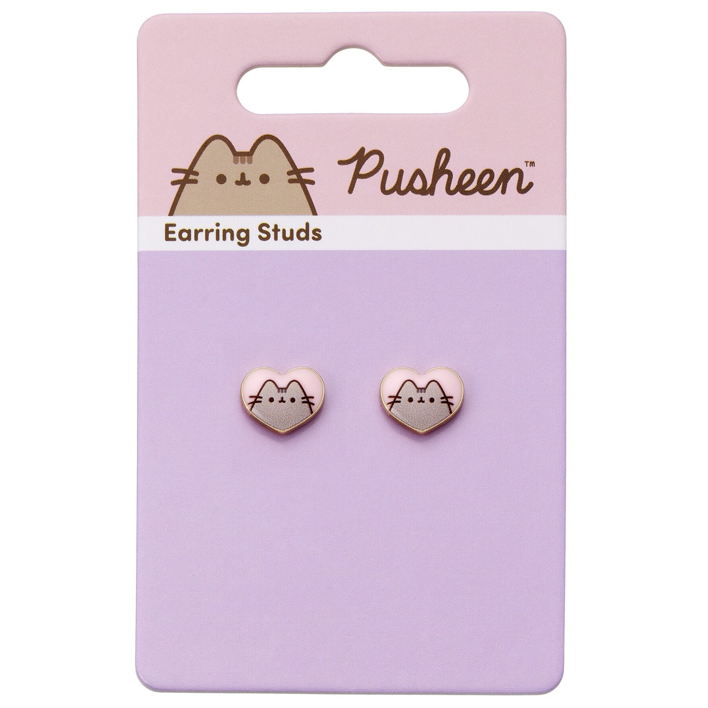 Pusheen the Cat Heart Shaped Stud Earrings - Gold