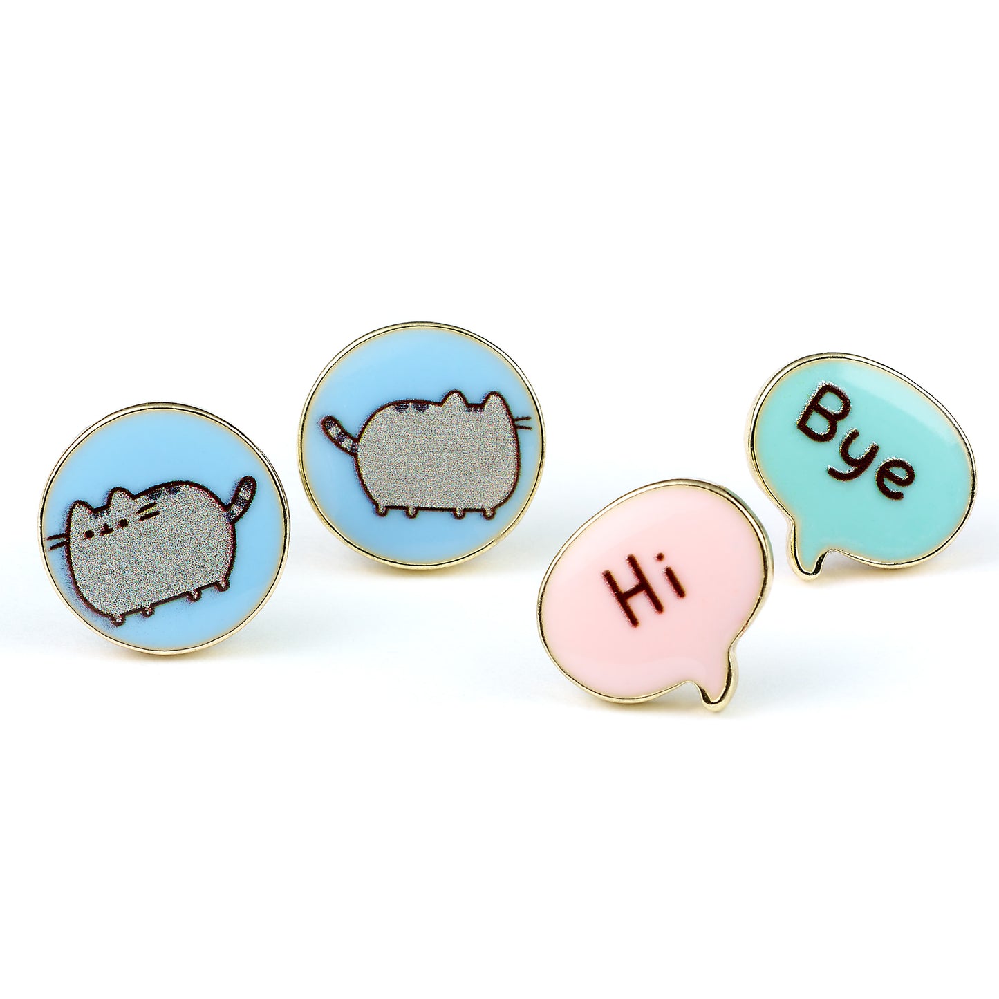 Pusheen the Cat "Hi , Bye" Stud Earring Set - Gold