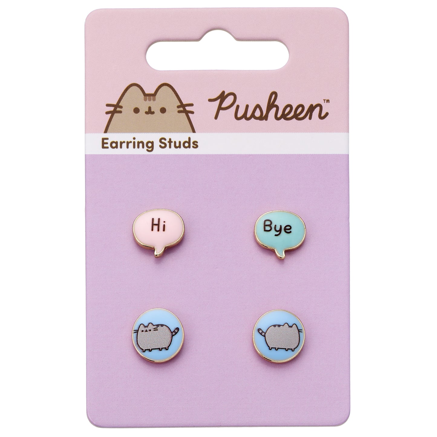 Pusheen the Cat "Hi , Bye" Stud Earring Set - Gold