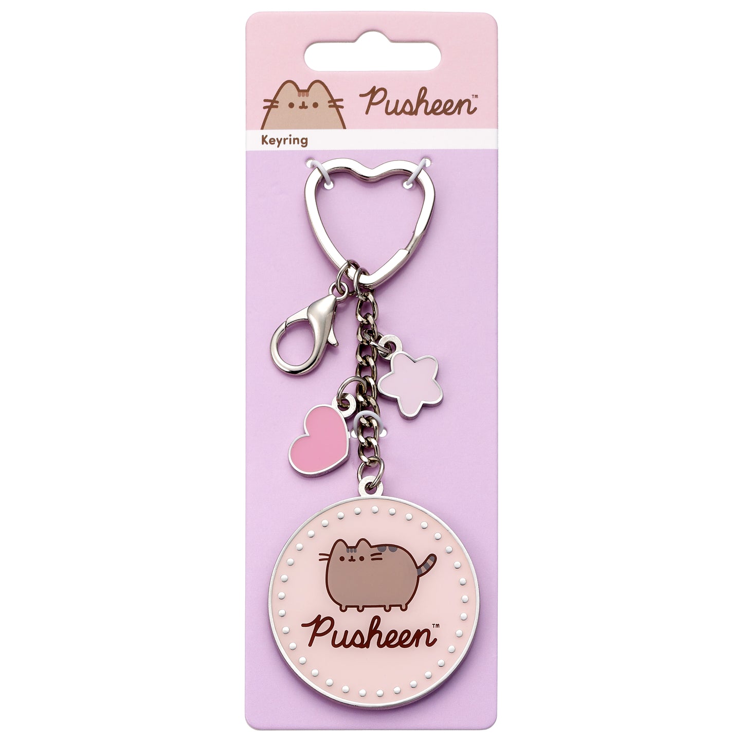 Pusheen the Cat Pink Name Keyring with Mini Charms
