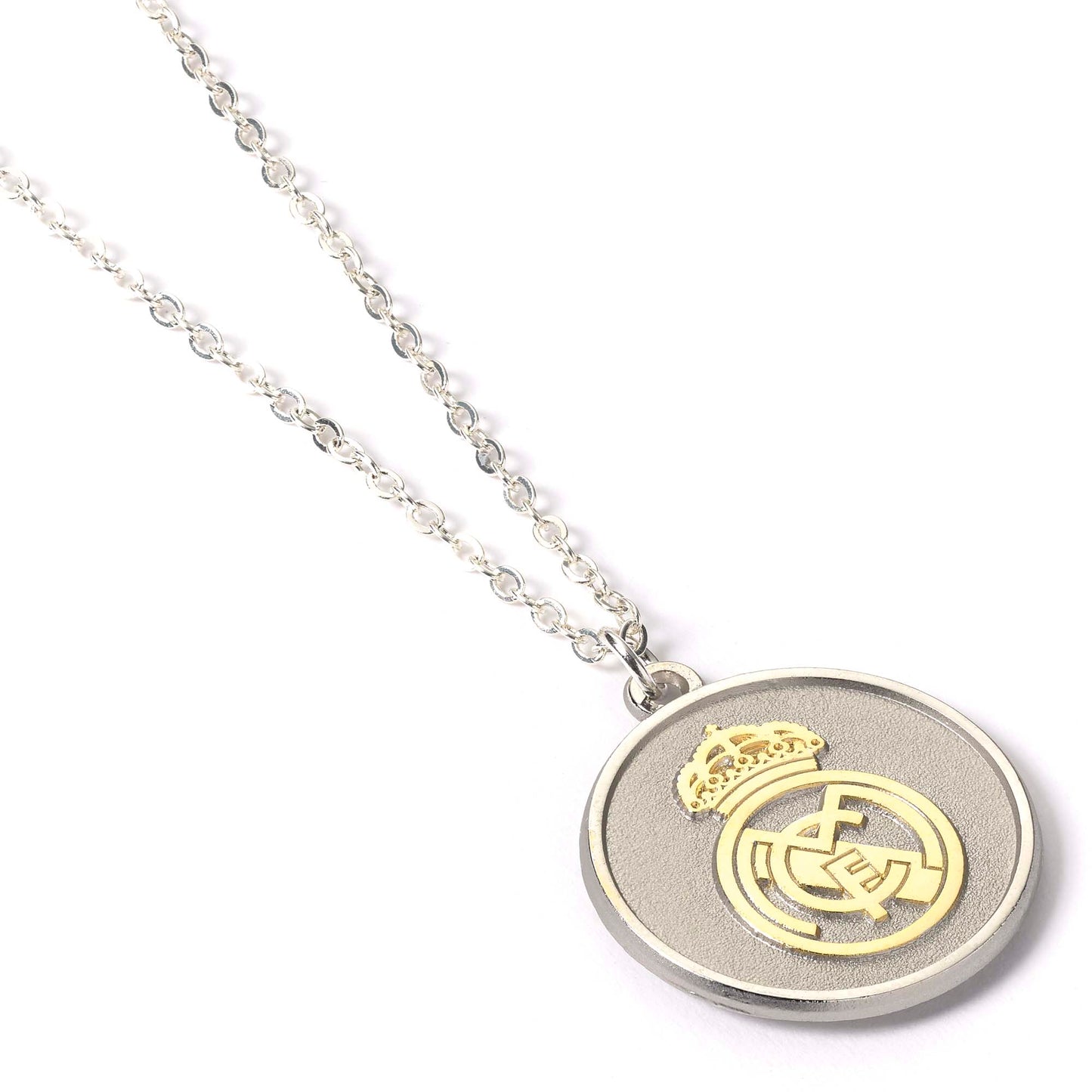 Real Madrid Silver Tone Pendant with Crest Necklace