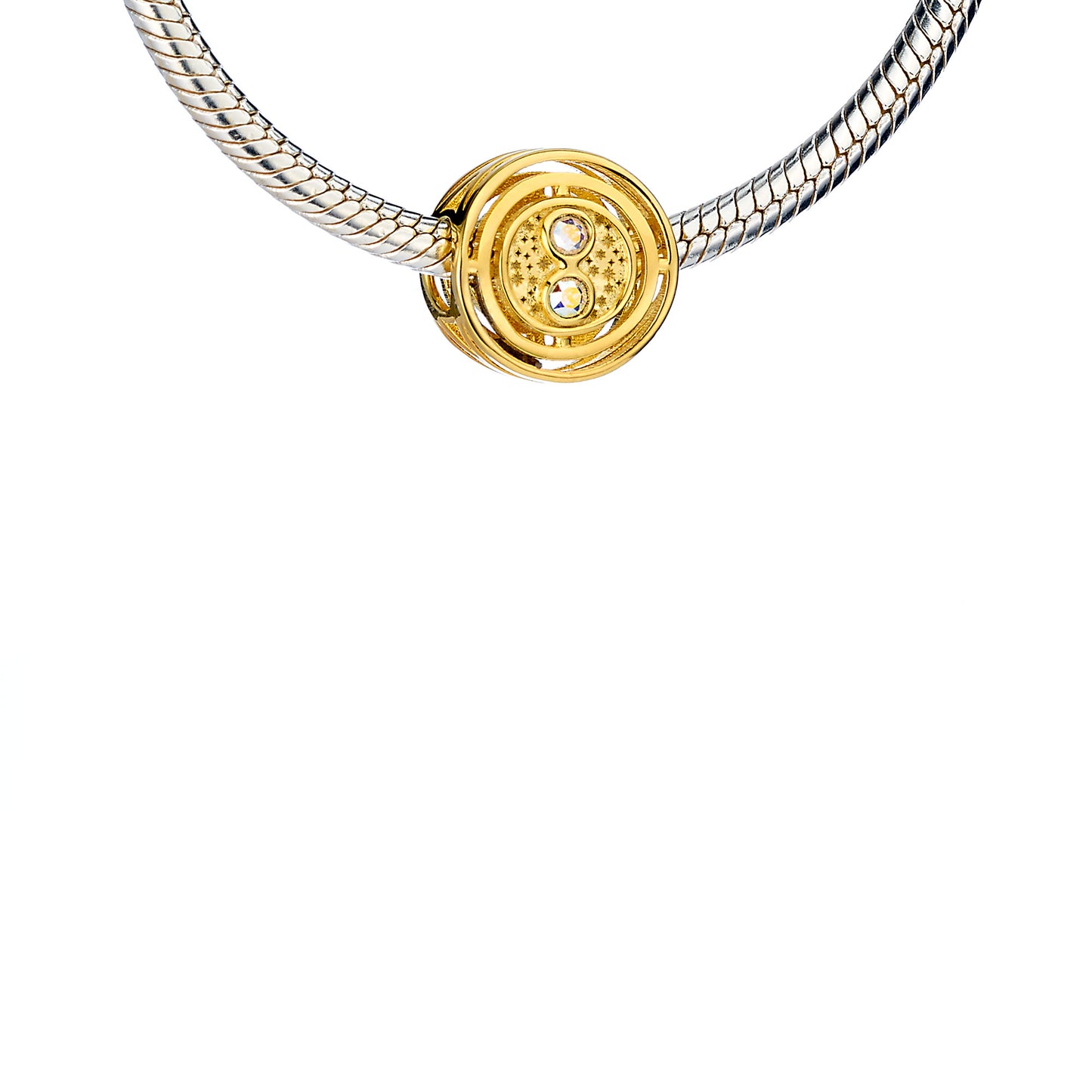 Harry Potter Time Turner Spacer Charm Bead Embellished with Crystals - Sterling Silver