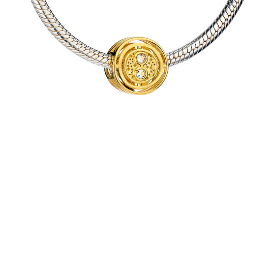 Harry Potter Time Turner Spacer Charm Bead Embellished with Crystals - Sterling Silver