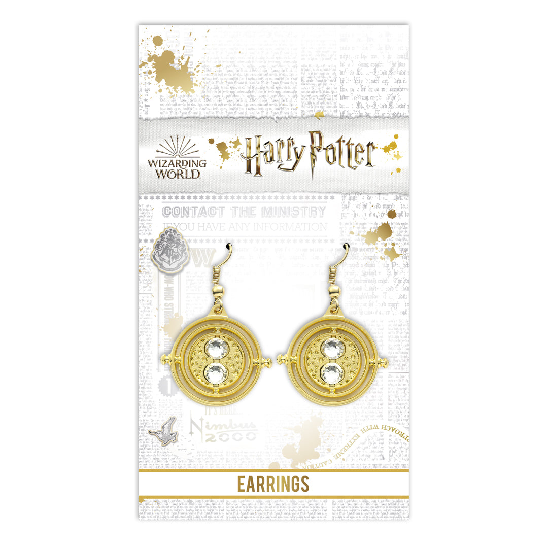 Harry Potter Fixed Time Turner Drop Earrings - Gold