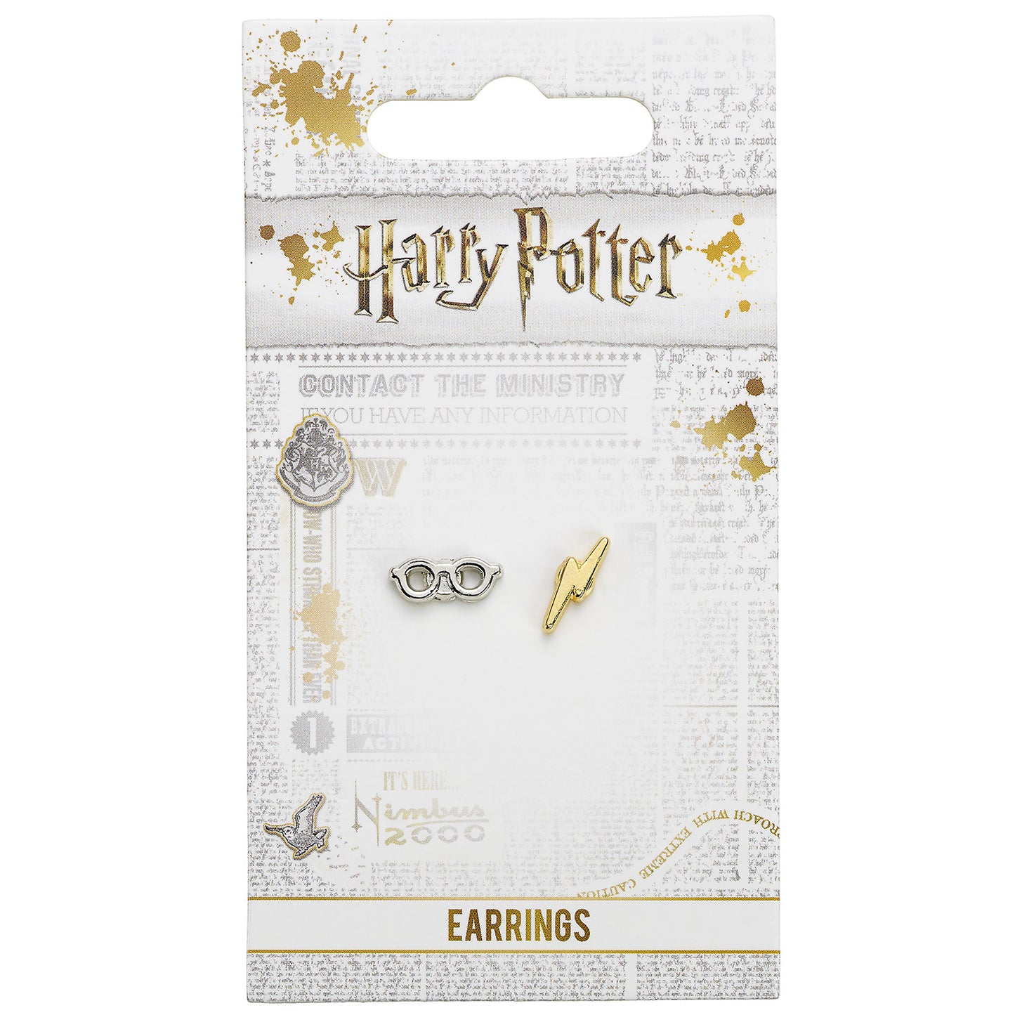 Harry Potter Lightning Bolt and Glasses Stud Earrings - Silver