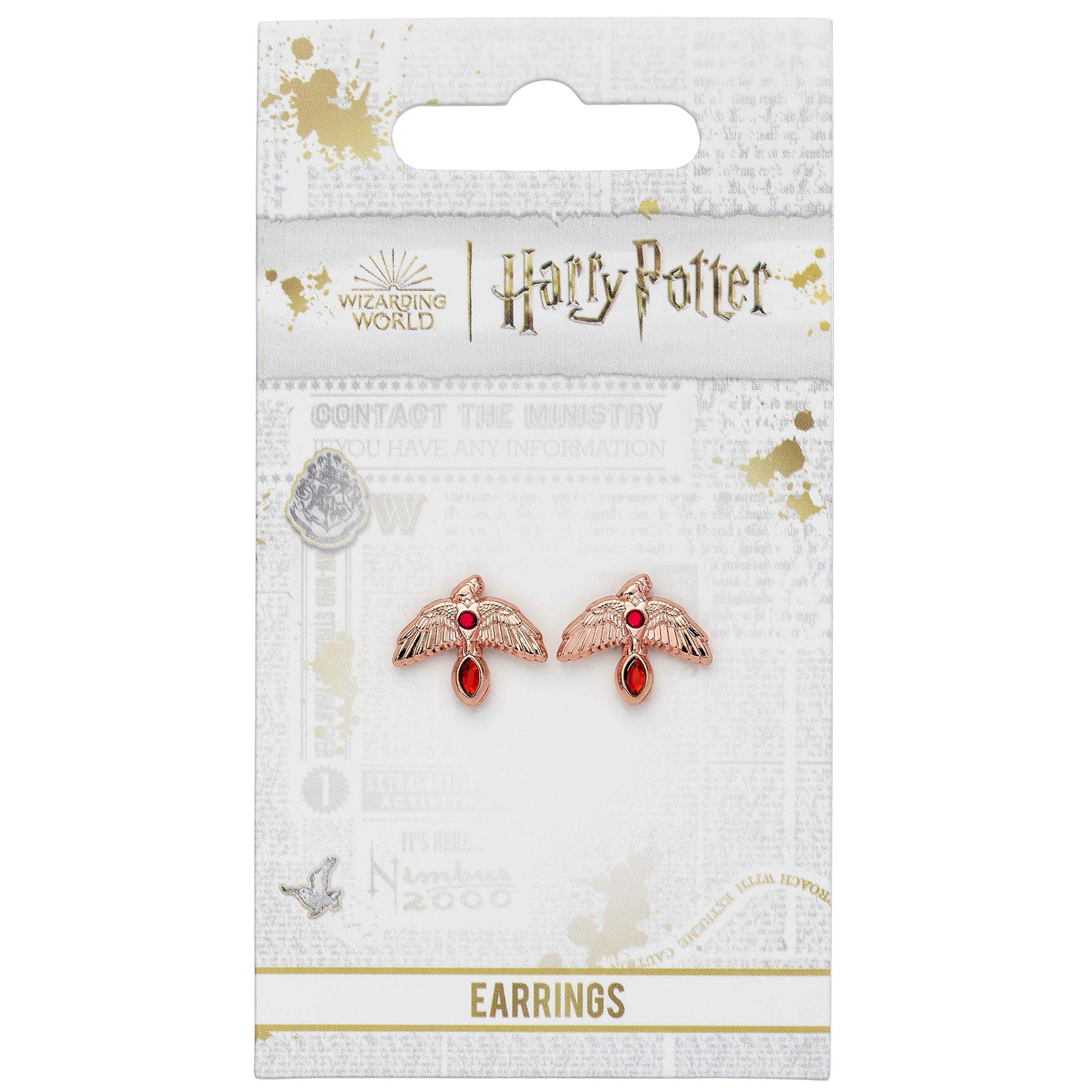 Harry Potter Fawkes Rose Gold Plated Stud Earrings - Rose Gold