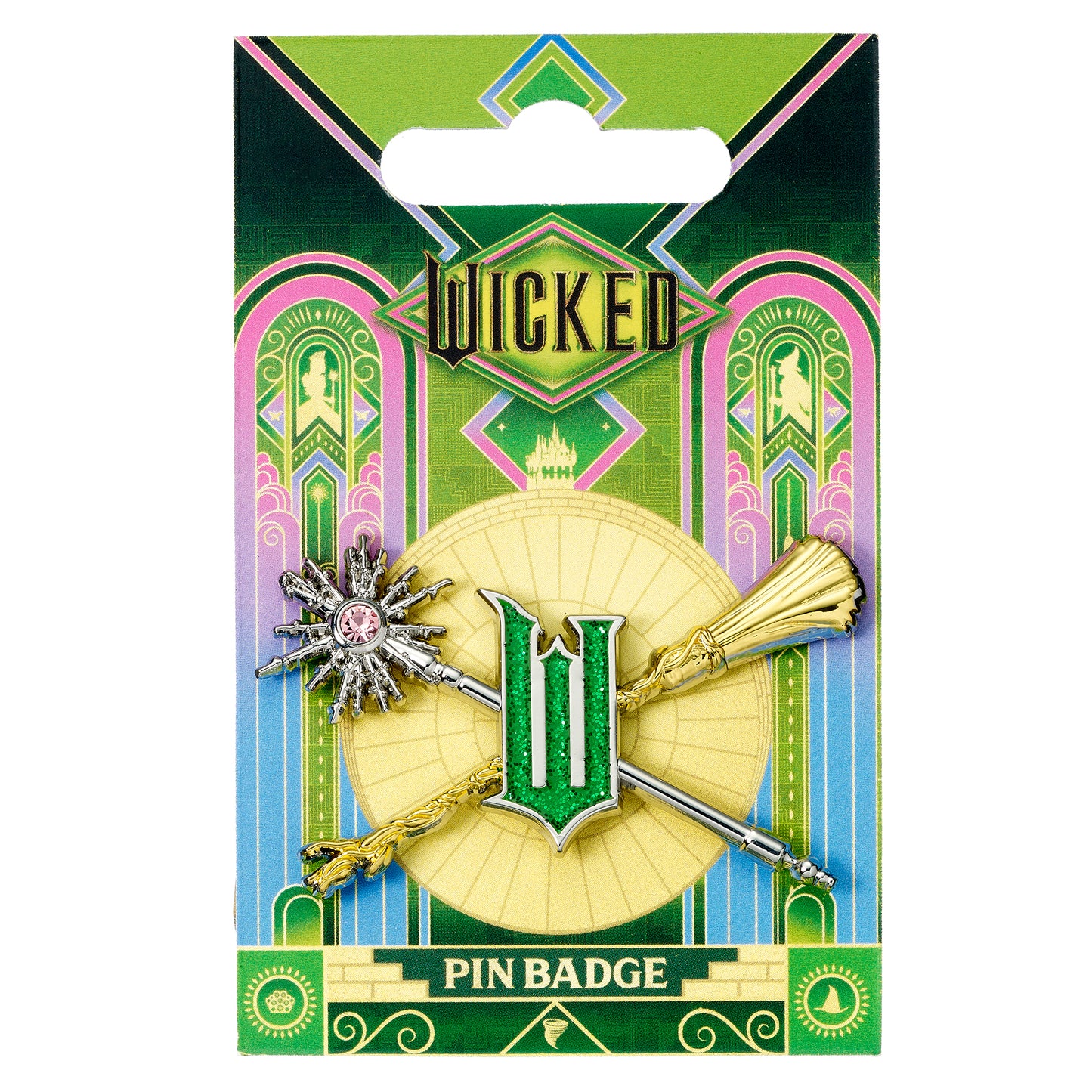 Wicked For Good Wand and Broomstick Pin Badge