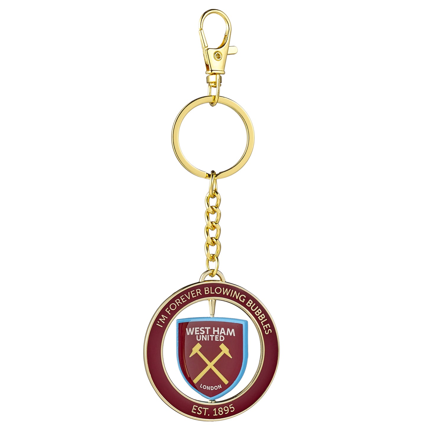 West Ham Spinning "I'm Forever Blowing Bubbles" Keyring