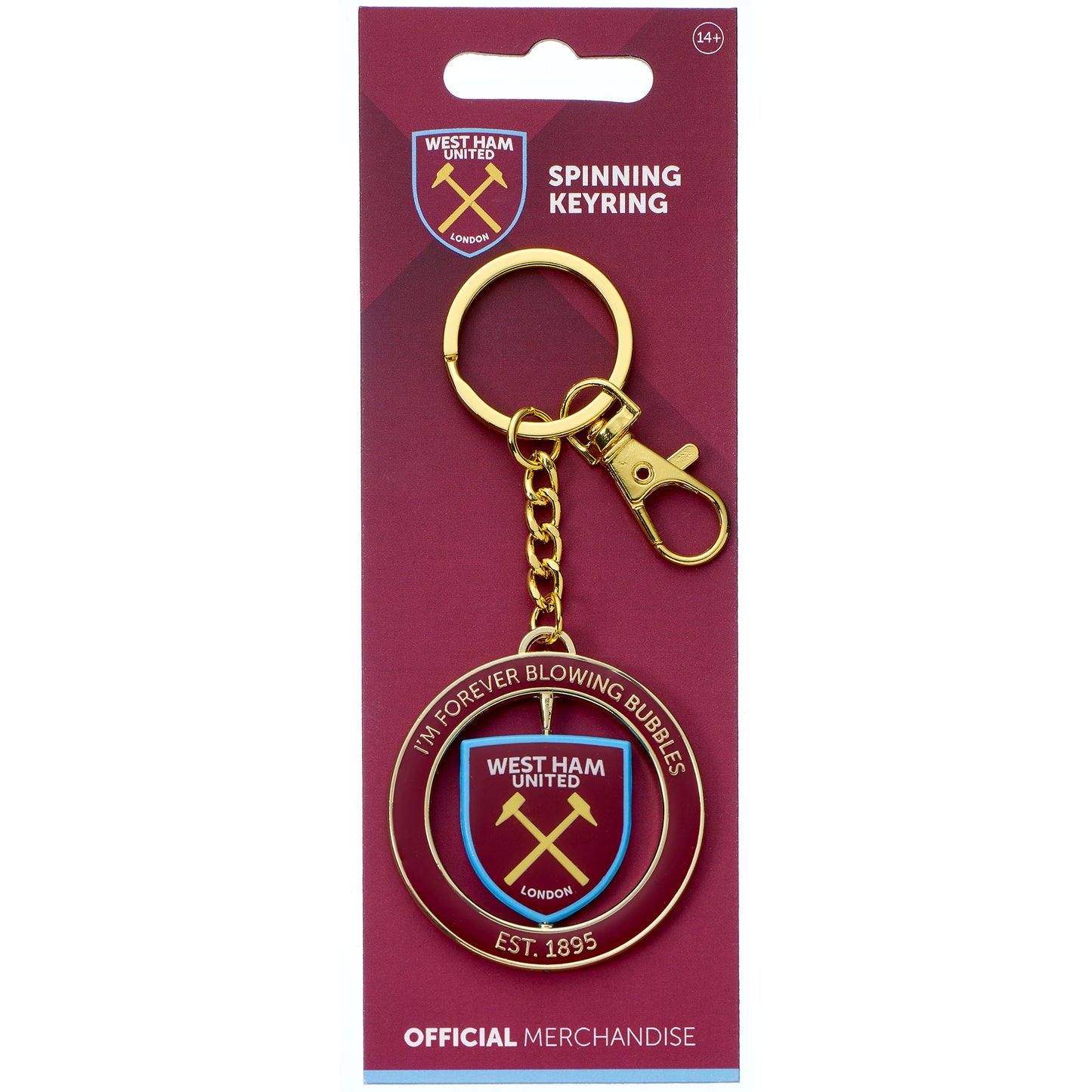 West Ham Spinning "I'm Forever Blowing Bubbles" Keyring