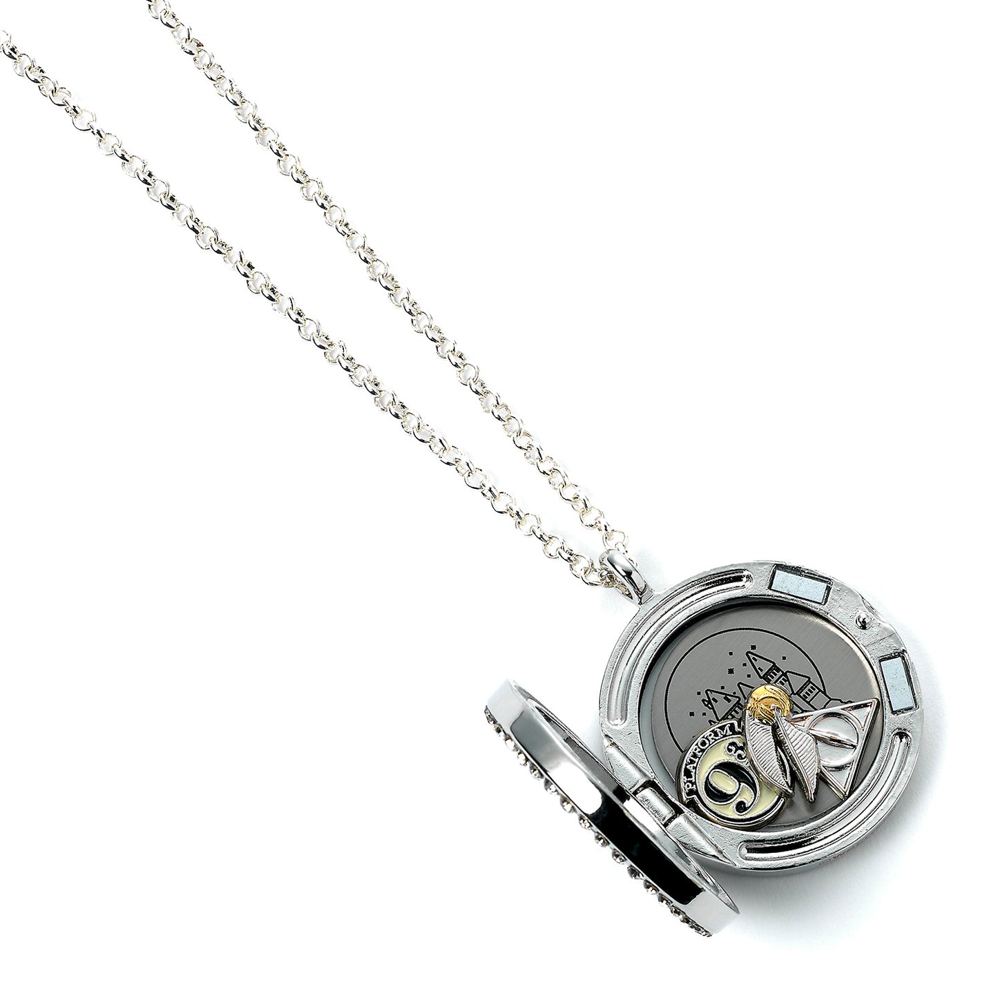 Harry Potter Floating Charm Locket Necklace with 3 charms - Silver