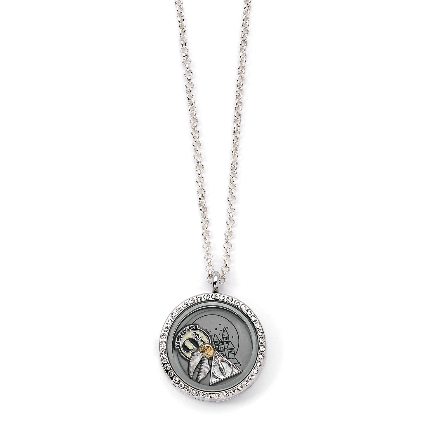 Harry Potter Floating Charm Locket Necklace with 3 charms - Silver