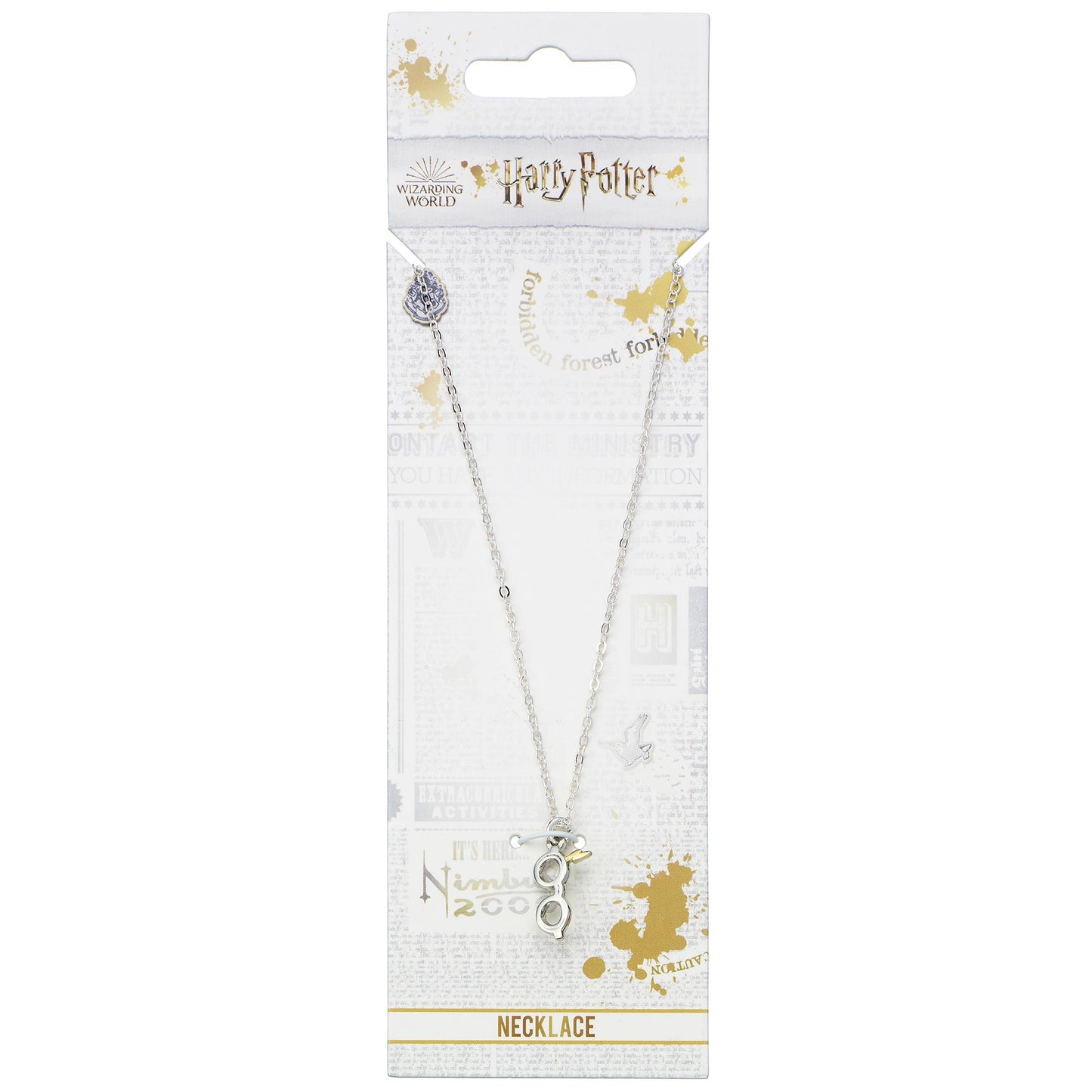 Harry Potter Lightning Bolt & Glasses Necklace - Silver