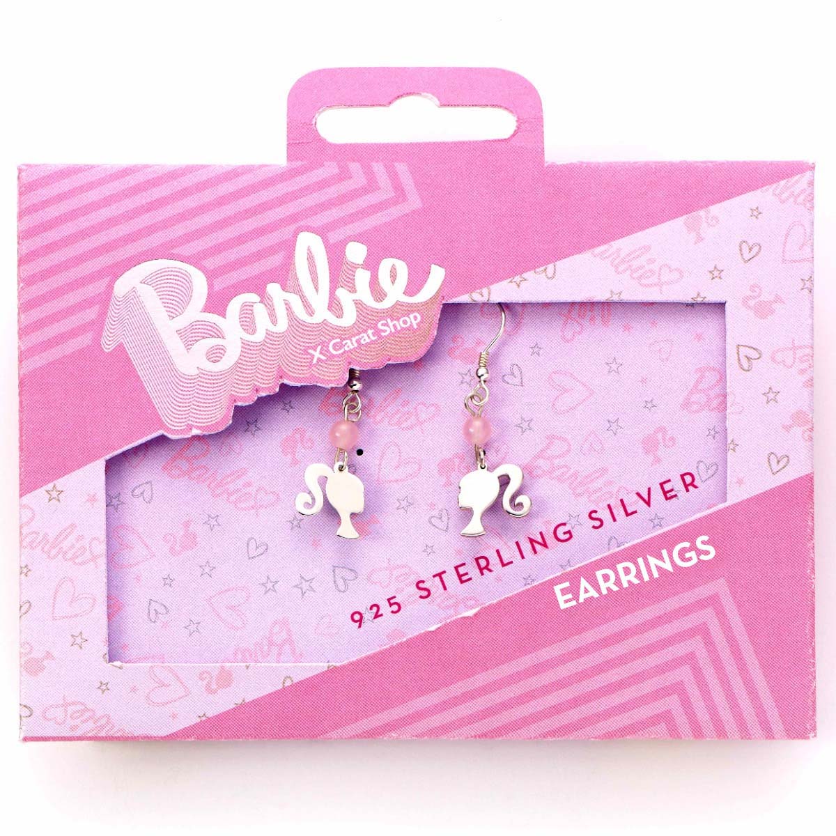 Barbie™️ Sterling Silver Silhouette & Rose Quartz Drop Earrings