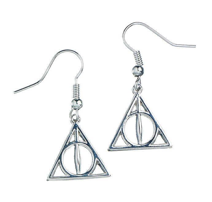 Harry Potter Deathly Hallows Drop Earrings - Silver