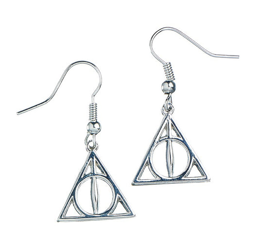Harry Potter Deathly Hallows Drop Earrings - Silver