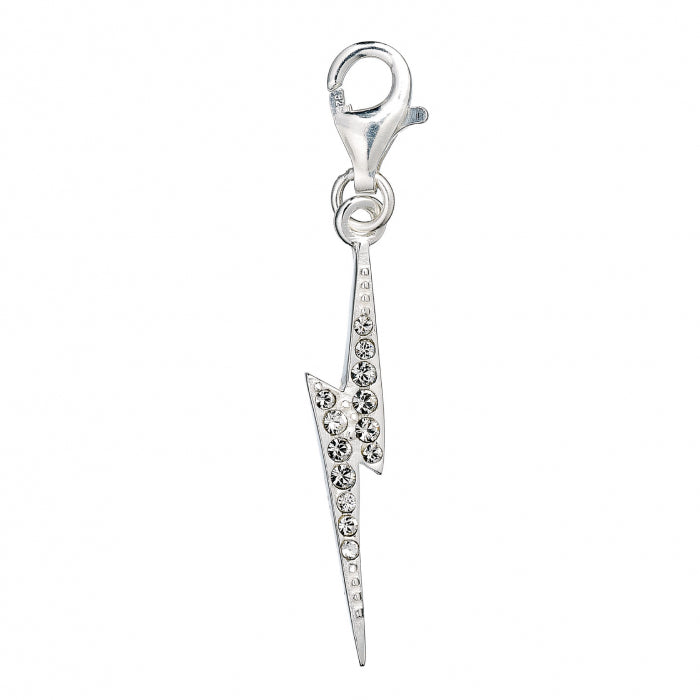 Harry Potter Sterling Silver Lightning Bolt Clip On Charm Embellished with Crystals