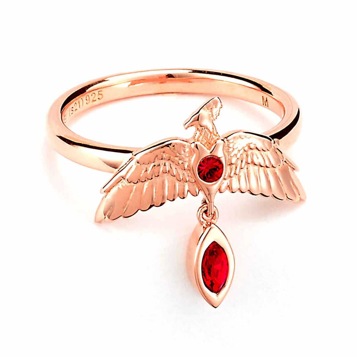 Harry Potter Sterling Silver Fawkes Rose Gold Plated Ring