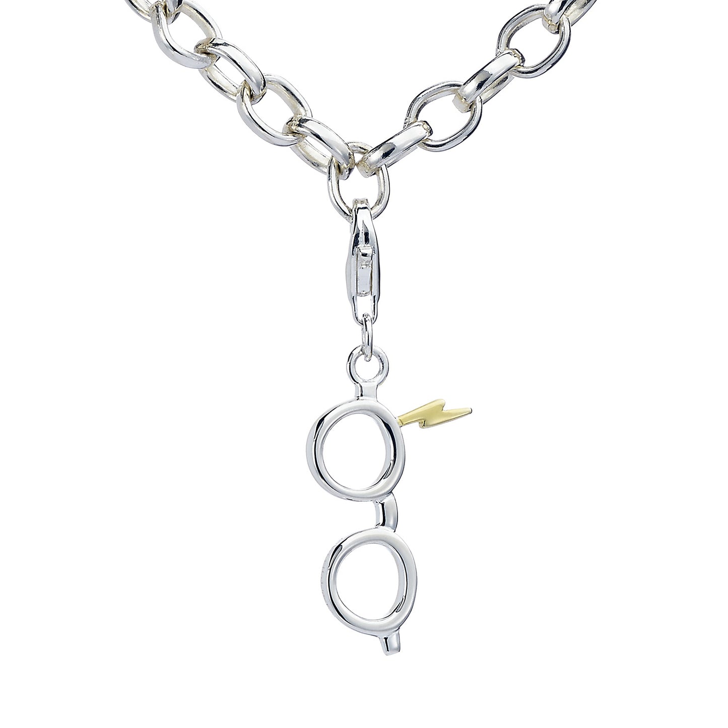 Harry Potter Lightning Bolt and Glasses Clip On Charm - Sterling Silver
