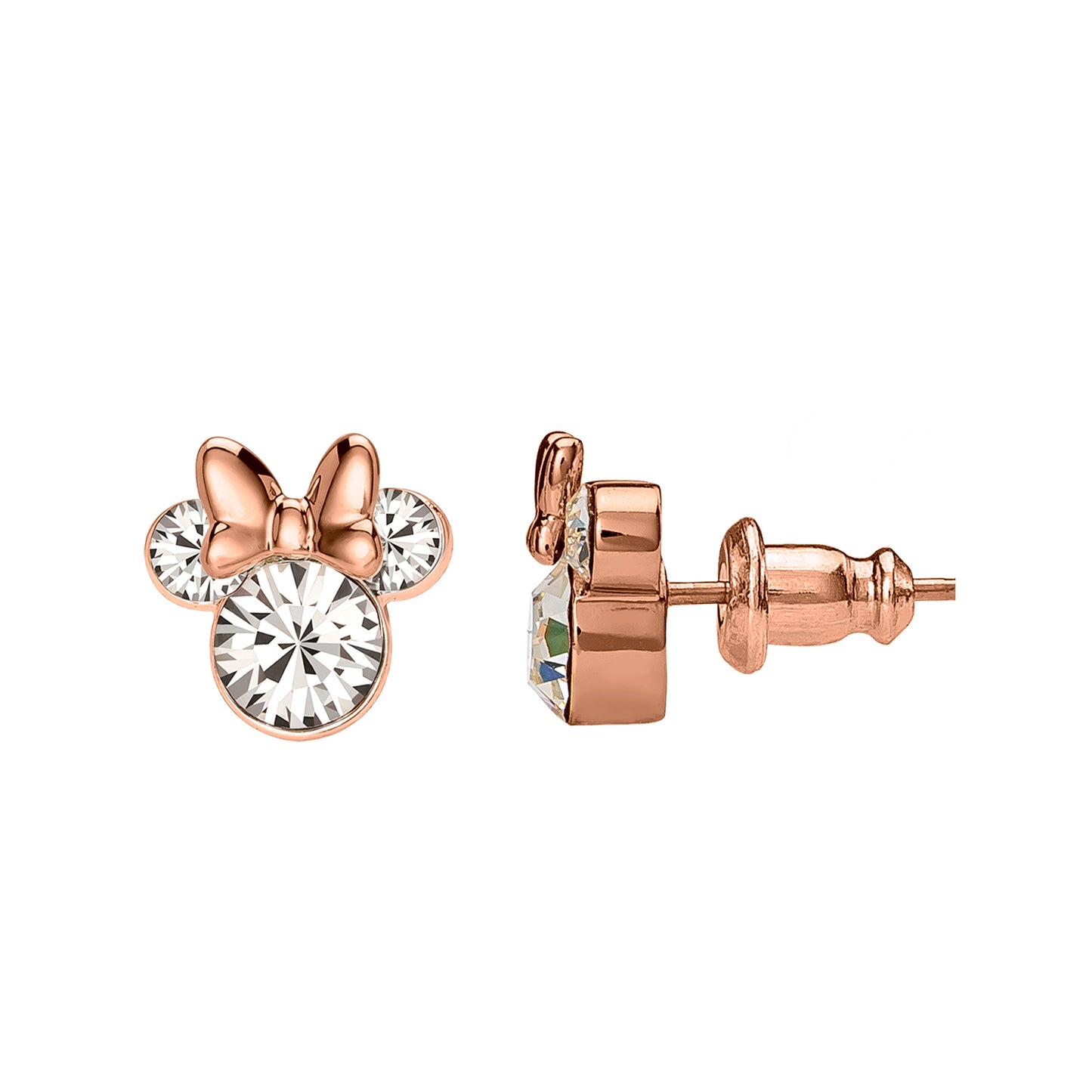 Disney Minnie Mouse Rose gold Silver Plated brass Crystal Earring Stud