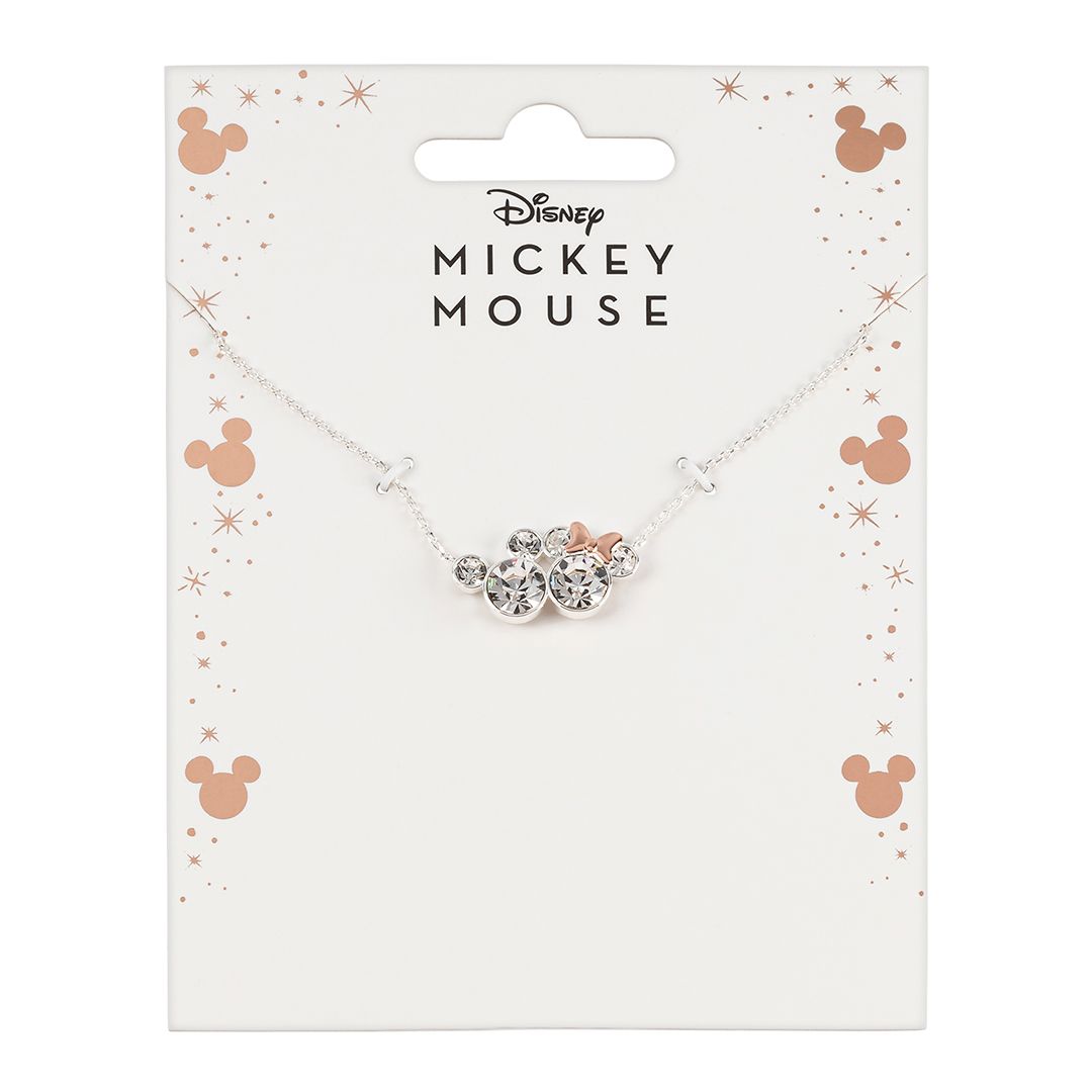 Disney Mickey & Minnie Mouse Two Tone Silver Plate Necklace