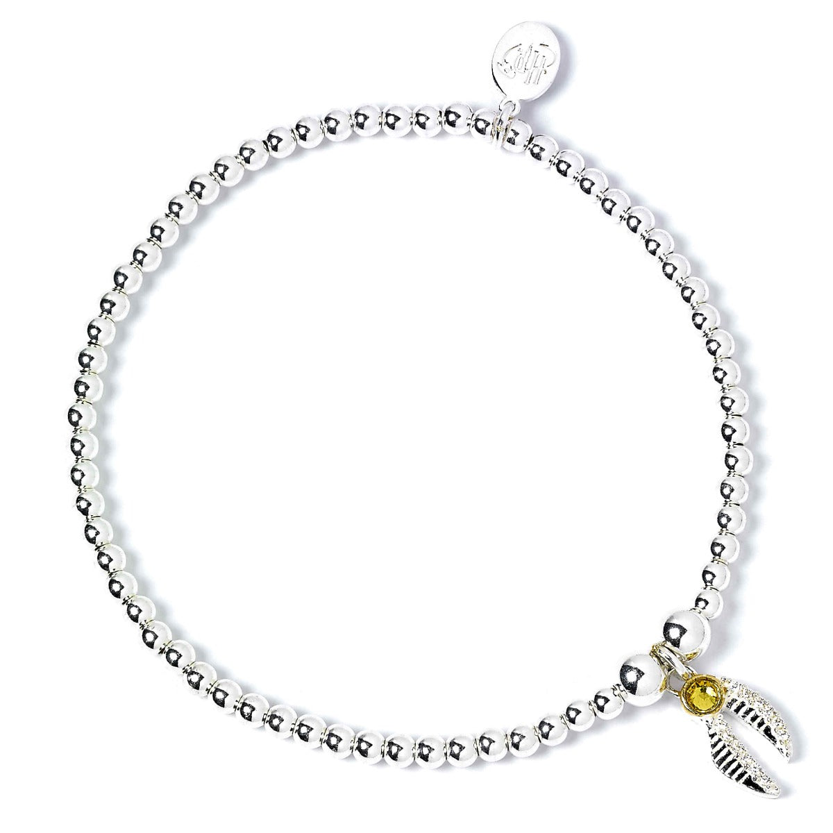 Harry Potter Ball Bead Bracelet with Golden Snitch Charm - Sterling Silver