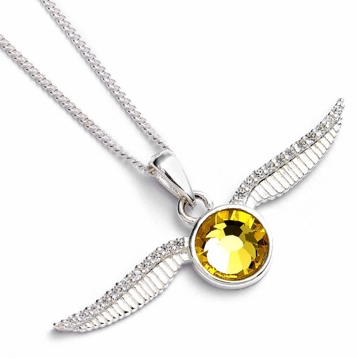 Harry Potter Golden Snitch Necklace Embellished with Crystals - Sterling Silver