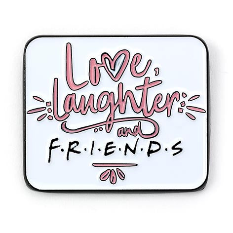Friends the TV Series Love, Laughter and Friends Pin Badge - White