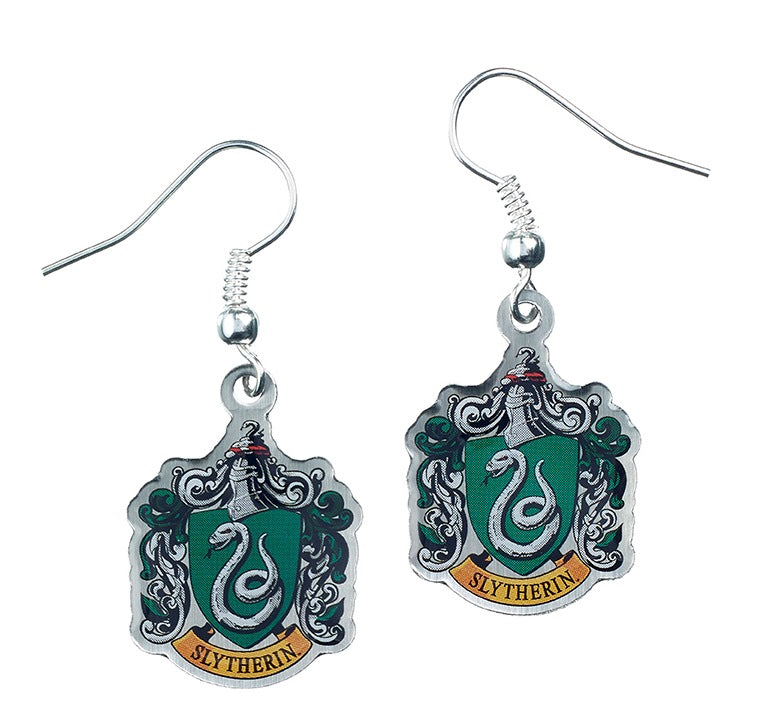 Harry Potter Slytherin Crest Drop Earrings - Silver