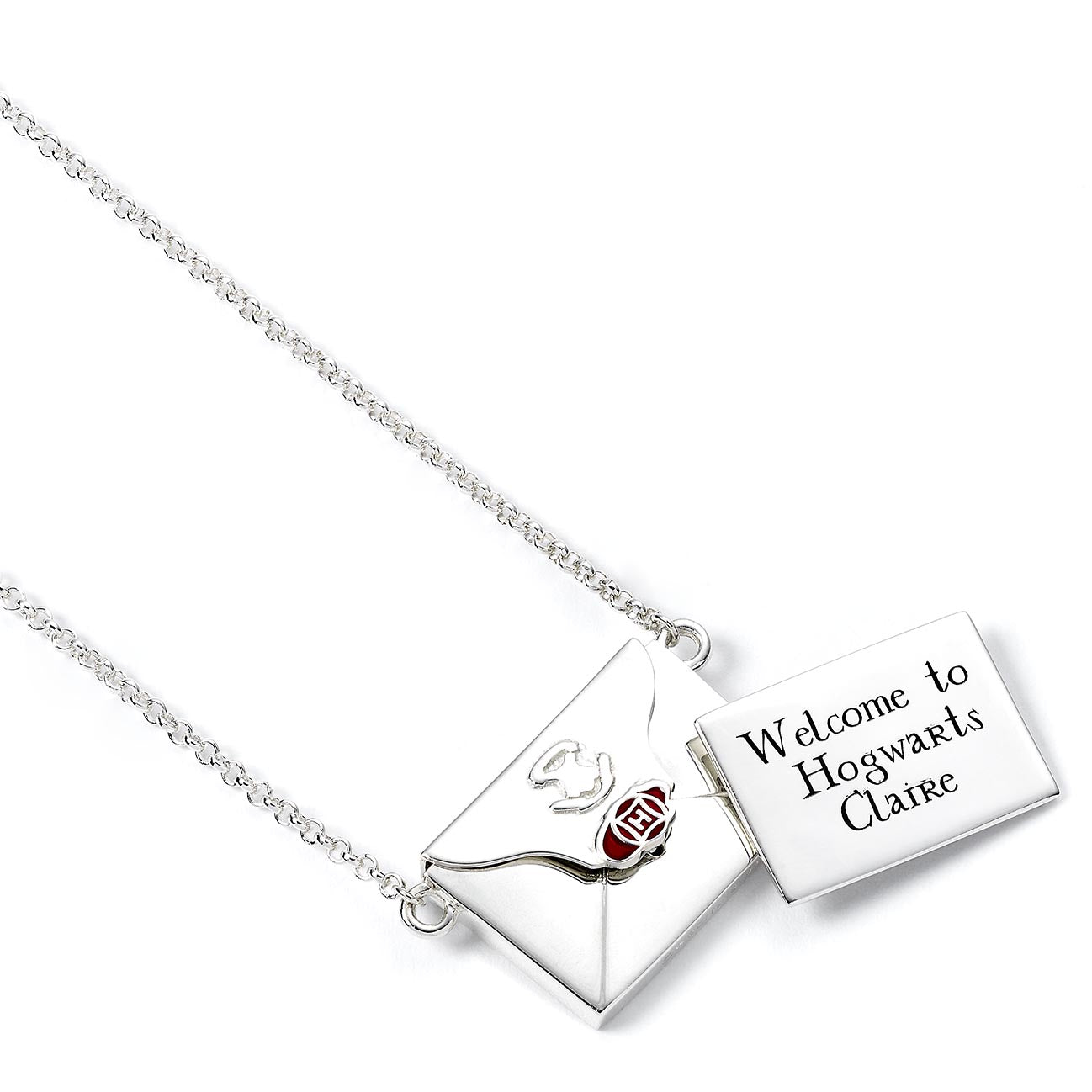 Harry Potter Personalised Hogwarts Acceptance Letter with Opening Envelope Necklace - Sterling Silver