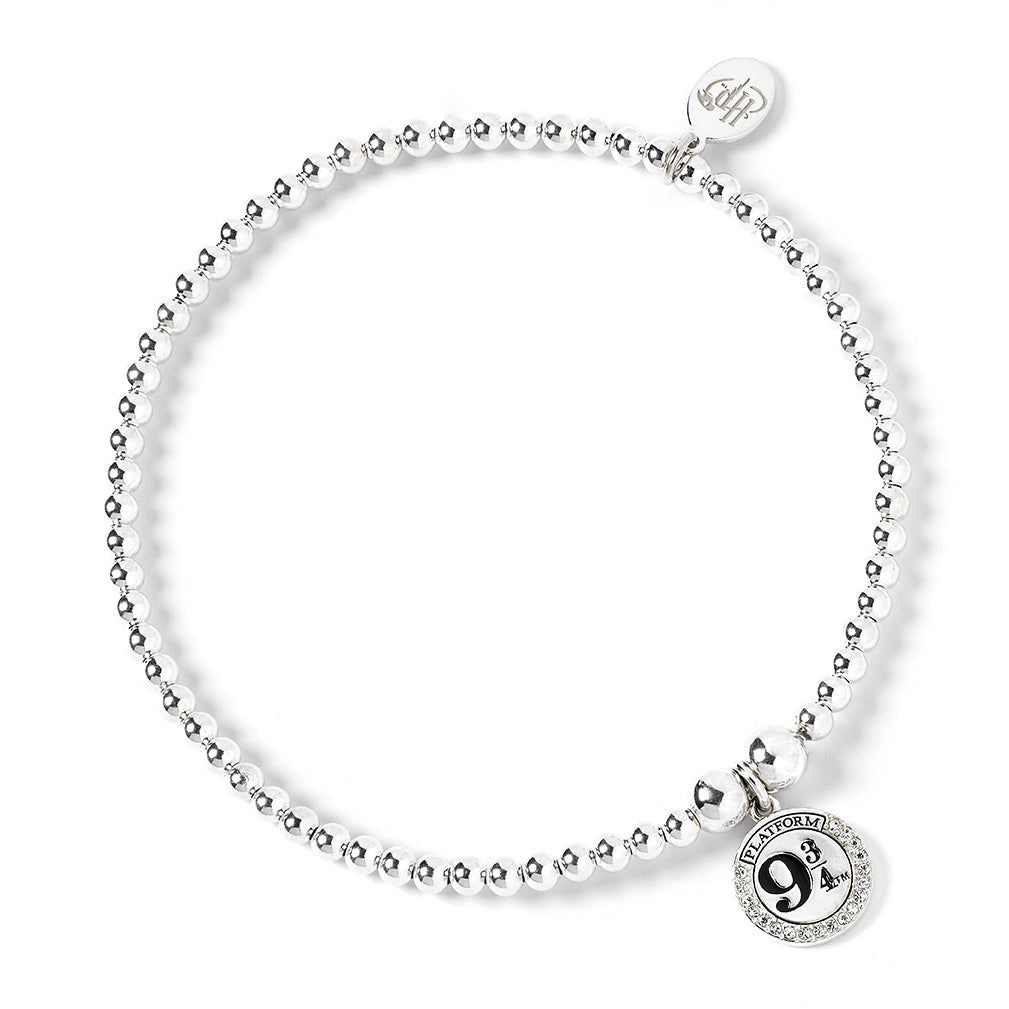 Harry Potter Ball Bead Bracelet Platform 9 3/4 Charm with Crystals - Sterling Silver