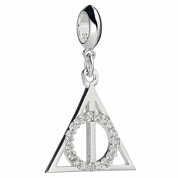 Harry Potter Deathly Hallows Sterling Silver Slider Charm with Crystals