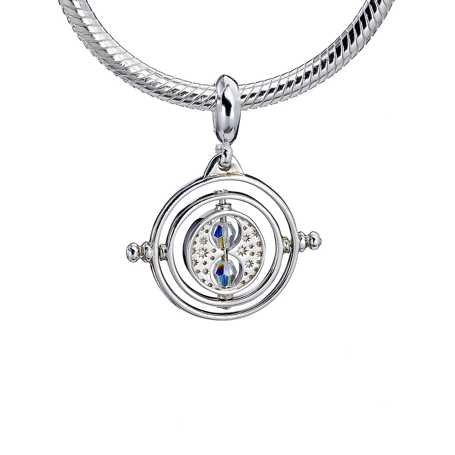 Harry Potter Sterling Silver Time Turner slider charm with crystals