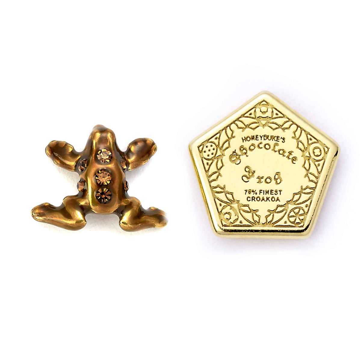 Harry Potter Sterling Silver Chocolate Frog Stud Earrings with Crystal Elements