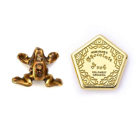 Boucles d'oreilles Harry Potter Grenouille en chocolat en argent sterling avec éléments en cristal
